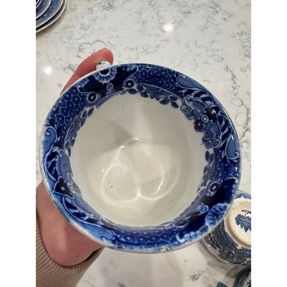 Vintage Arklow Willow Blue White‎ Tea Cups lot of 4 Made in Ireland Chinoiserie - Picture 10 of 16